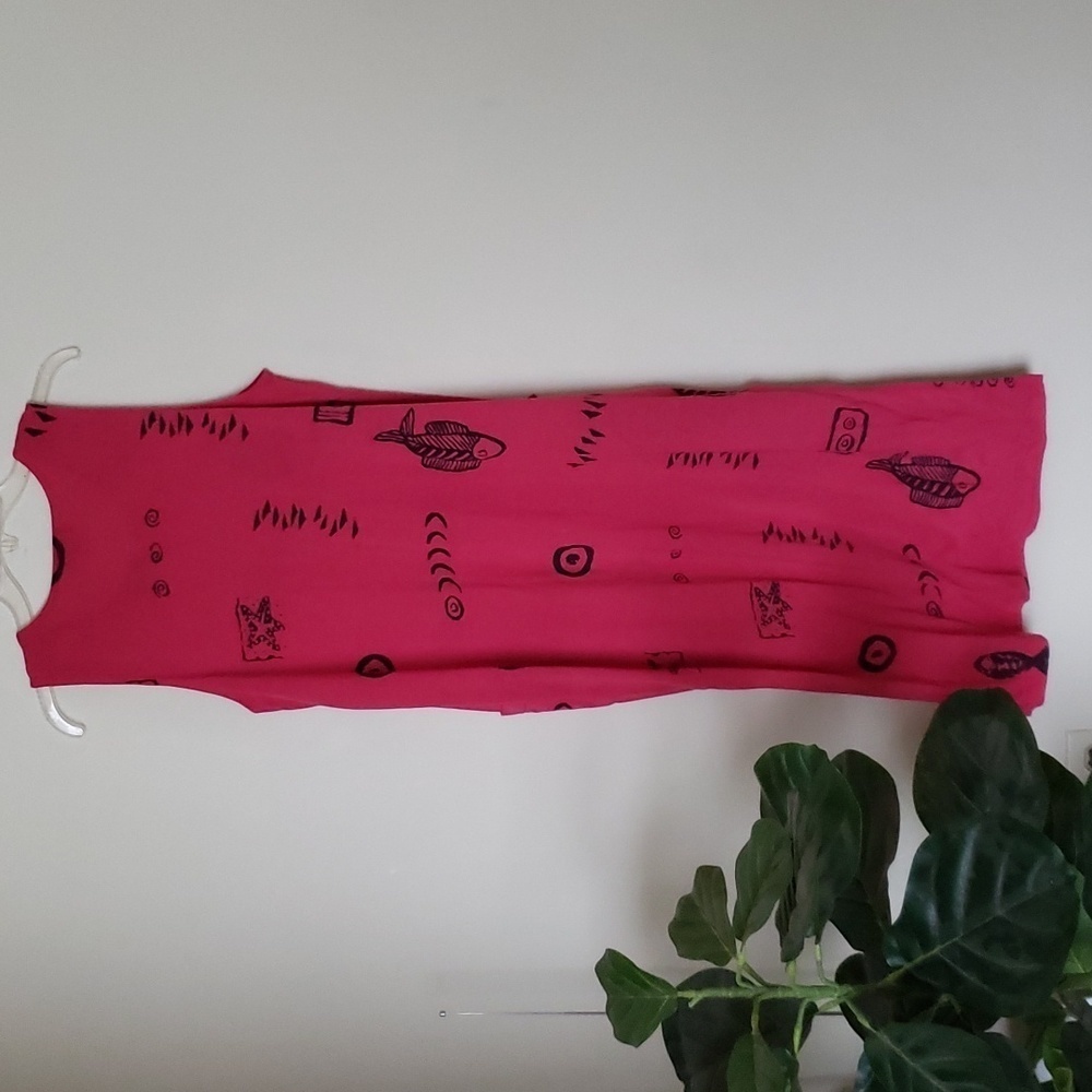 IG sport vintage midi double slit rockfish print, hot pink, women's size medium - Picture 10 of 10